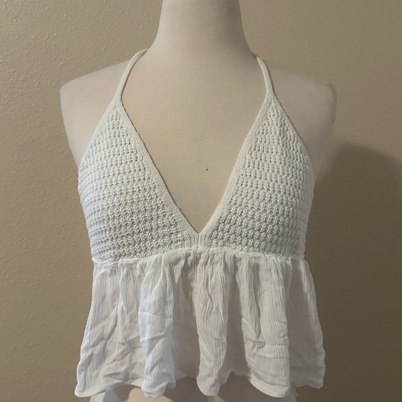 Garage White Textured Halter Tank Top - Picture 1 of 3